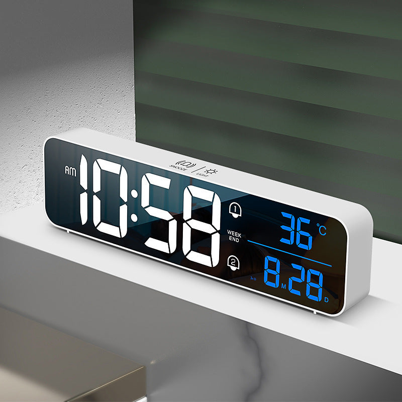 LED Wall Clock Electronic Digital Music Alarm Clock Office Smart Square Clock - Minihomy