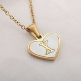 26 Letter Heart-shaped Necklace White Shell Love Clavicle Chain Necklace For Women - Minihomy