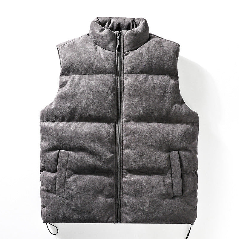 Simple Stand-up Collar Cotton-padded Clothes Vest For Men