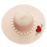 Fashion Personalized Custom Embroidery Beach Hat Your Name Text Logo Women Sun Hat Palm Straw Hat - Minihomy