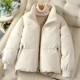 Bread Coat Women's Solid Color Stand Collar Loose Warm Down Jacket - Minihomy