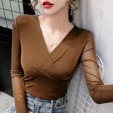 Mesh Bottoming Shirt Long-sleeved T-shirt Women Thin Small Shirt - Minihomy