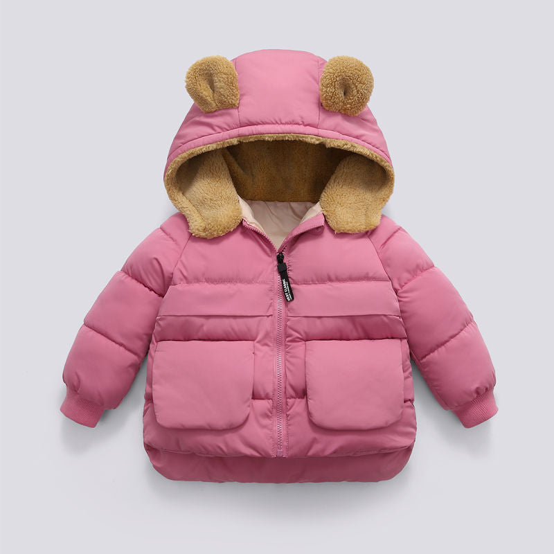 Childrens Autumn And Winter Short Thick Hooded Warm Jacket - Minihomy