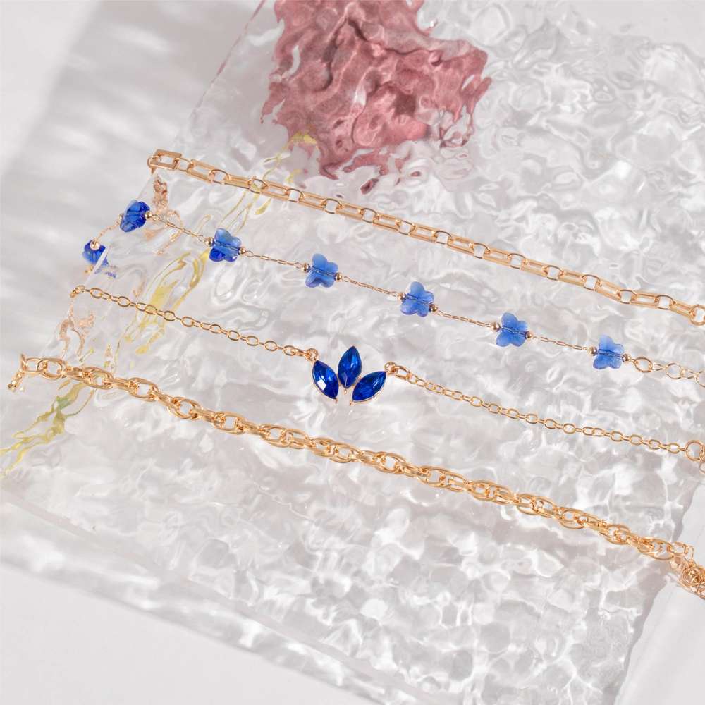 Blue Flower Love Butterfly Bracelet Set: Stylish and Elegant - Minihomy