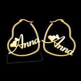 Custom Hoop Earrings Name Letter Stainless Steel Gold Color - Minihomy