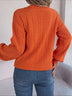 Casual Polo Collar Solid Color Plaid Long Sleeve Knitted Pullover Sweater - Minihomy