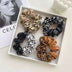 Leopard Print Leather Stitching New Color Block Large Intestine Hair Ring - Minihomy