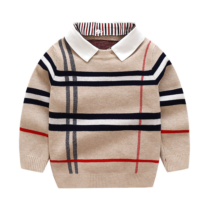 Boys plaid jacquard sweater - Minihomy