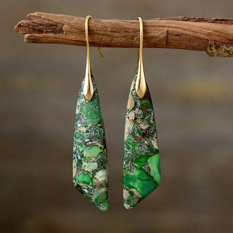 Bohemian Emperor Stone Geometric Pendant Earrings - Minihomy