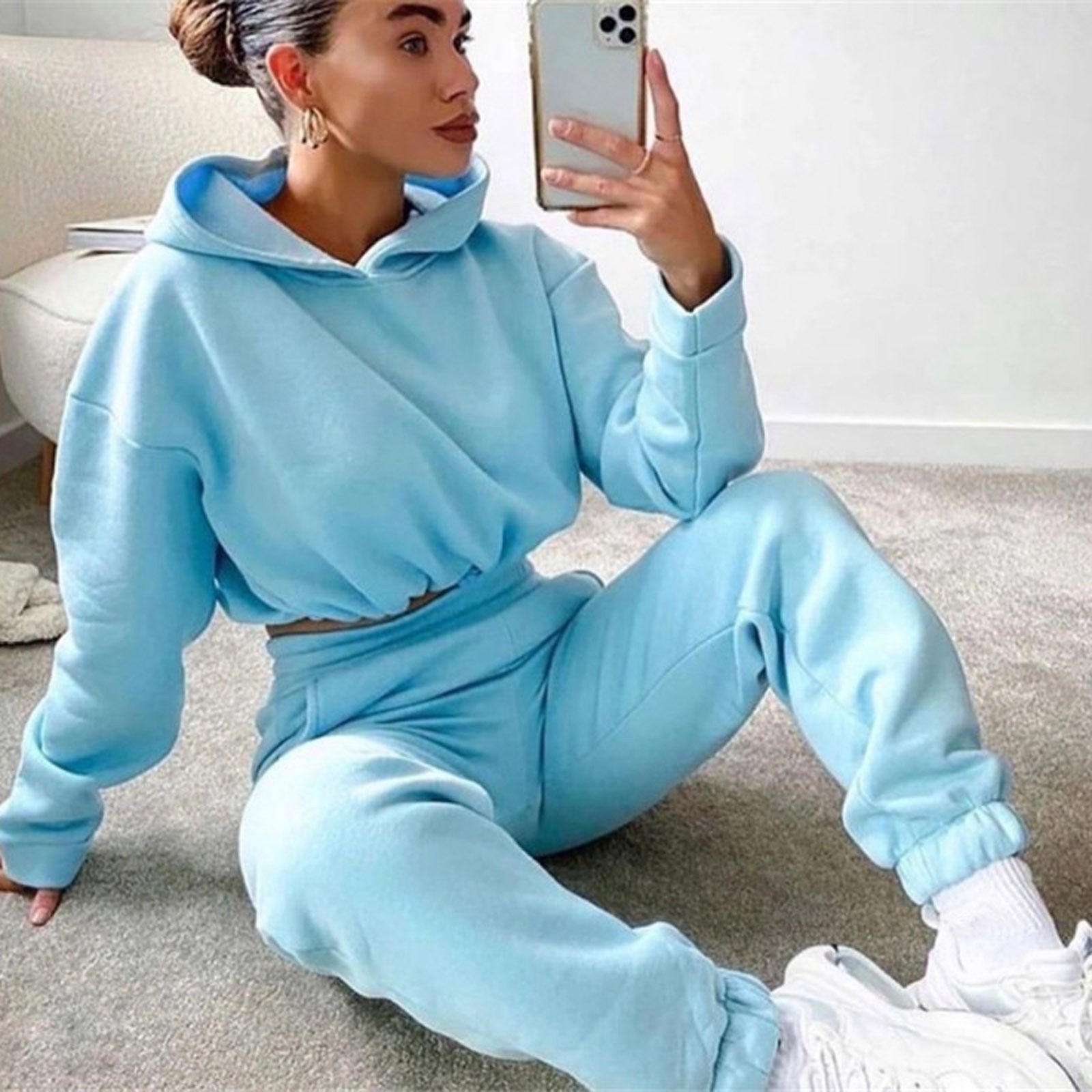 Jogging Suits For Women 2 Piece Sweatsuits Tracksuits Long Sleeve Hoodie Casual Fitness Sportswear - Minihomy