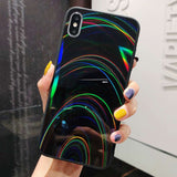 3D Rainbow Glitter Gradient Back Cover Phone Case - Minihomy