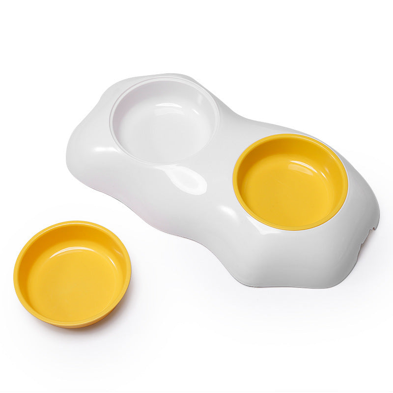 Cute Egg-Shaped Pet Bowl - Double Bowl Feeder for Dogs & Cats, Elevated Water & Food Bowl - Minihomy