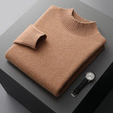 Mock Neck Sweater Men's Knitted Shirt - Pure Wool - Minihomy