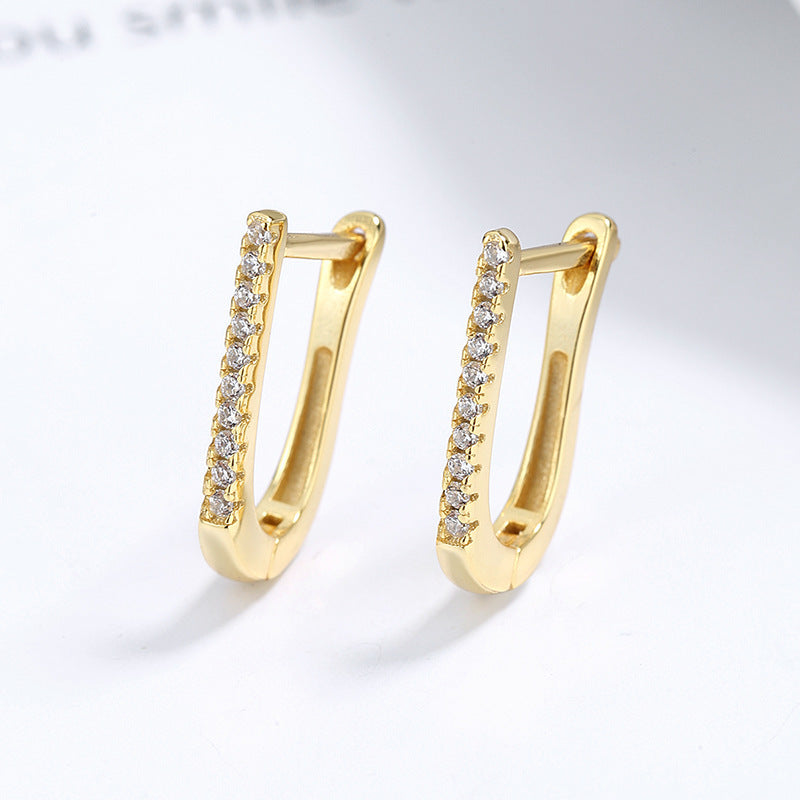 925 Sterling Silver Geometric U-shaped Earrings Women's Design Sense - Minihomy