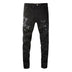 Men's Patchwork Jeans with Broken Three-Headed Snake Embroidery - Minihomy