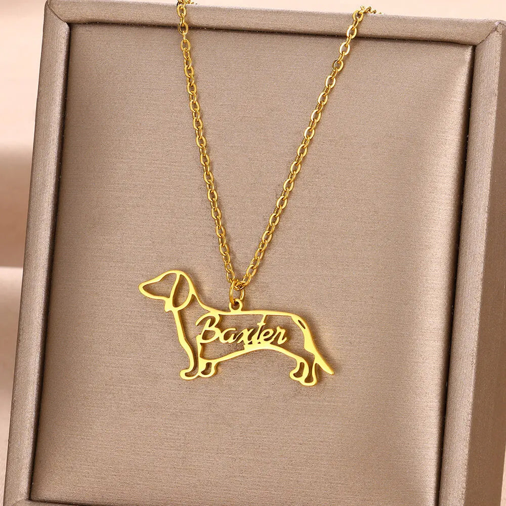 Personalized Cat Necklace - Stainless Steel Pet Shape Name Pendant for Women - Minihomy