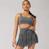 High Waist Dress Lace-up Sports Skirt With Anti-exposure Safety Pants Summer Fashion Pleated Skirt Womens Clothing - Minihomy