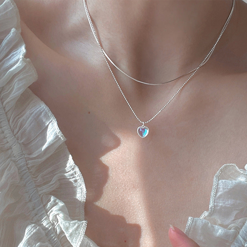 Gradient Gem Heart Shaped Clavicle Chain - Minihomy