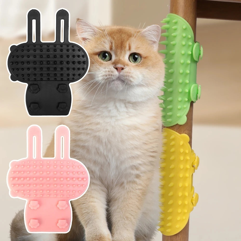 Cat Hair Removal Comb & Scratcher - Self Cleaning, Massage Grooming Brush for Kittens & Cats - Minihomy