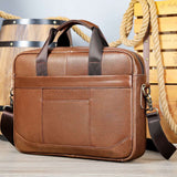 Men's Leather Computer Bag - Casual Shoulder Crossbody for Work & Travel - Minihomy