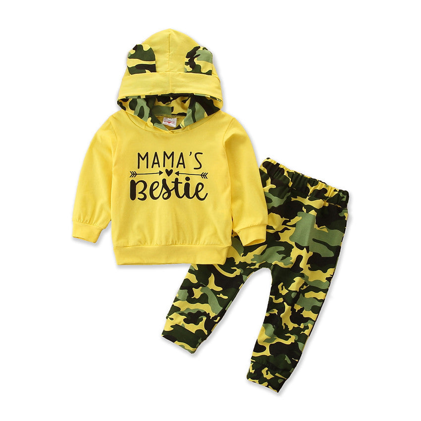 Girls Hooded Sweater Small Suit Camouflage 2 Piece Set - Minihomy