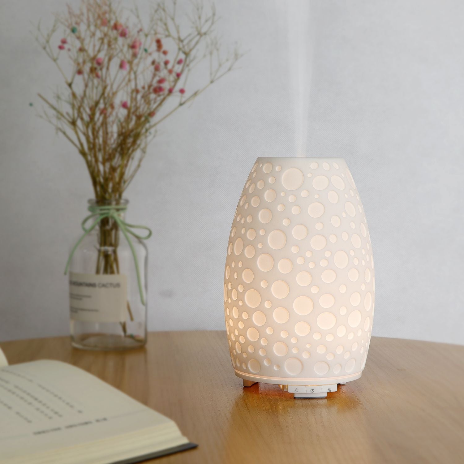 Water Drop Resin Aroma Diffuser Humidifier 130ml Humidifier Warm White Essential Oil Lamp