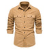 Men's Slim Corduroy Solid Color Long Sleeve Shirt - Minihomy