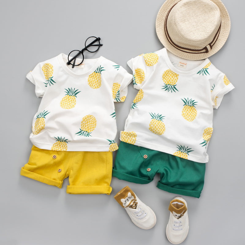 Summer Short-sleeved Suit Kids T-shirt Clothes Kids Shorts Two-piece Suit