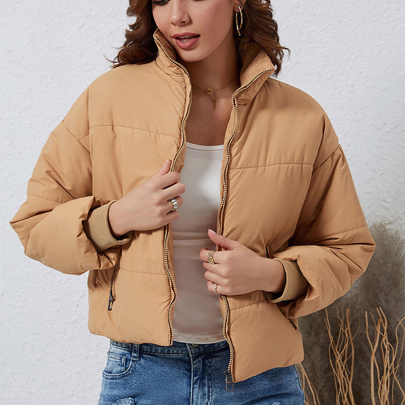 Casual Short Coat All-matching Solid Warm Coat For Women - Minihomy