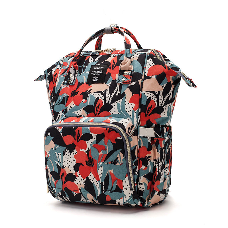 Maternity Multifunctional Maternity Bag Waterproof Floral Diaper Backpack - Minihomy