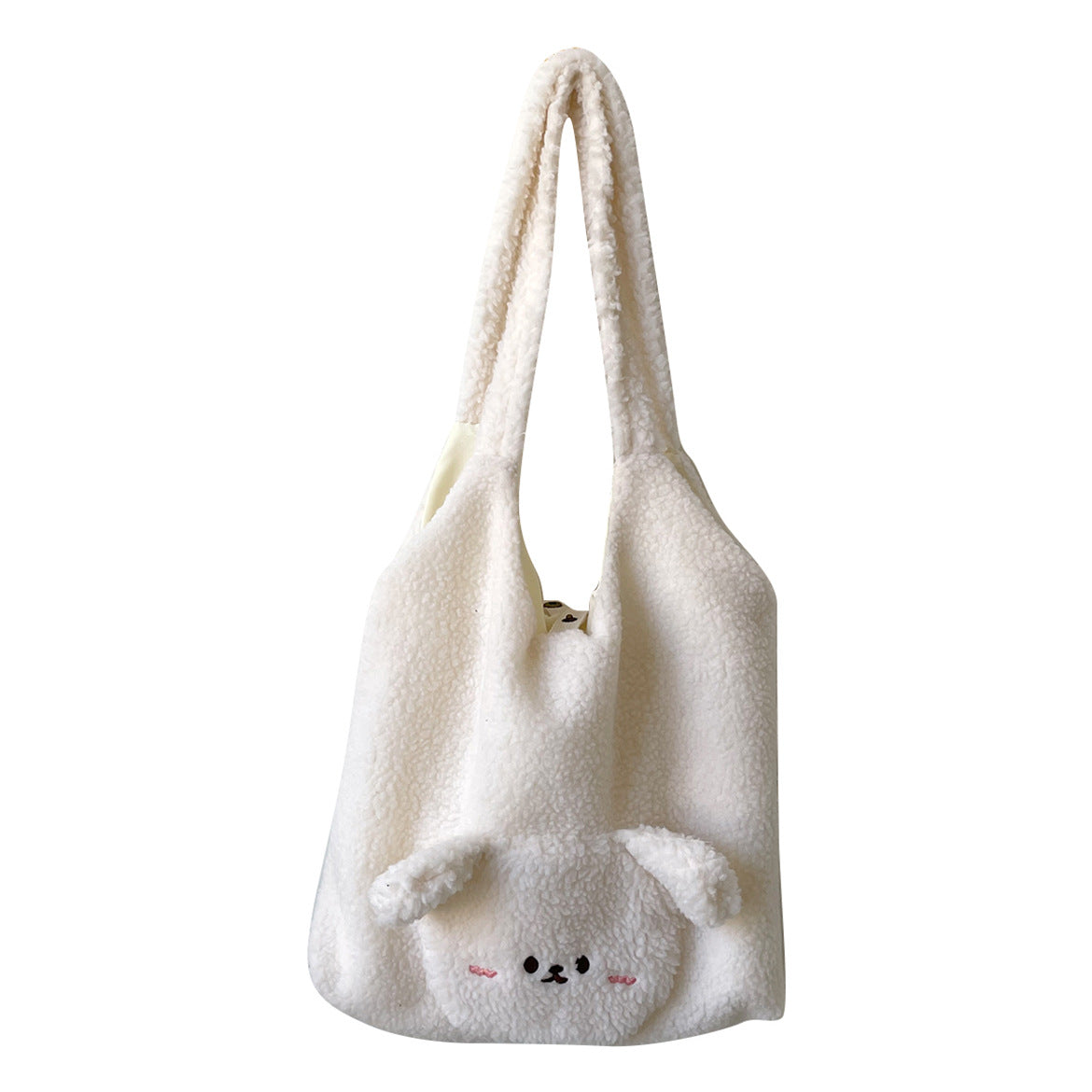 Personalized 3D Cartoon Bear Lamb Wool Shoulder Bag for Women - Minihomy