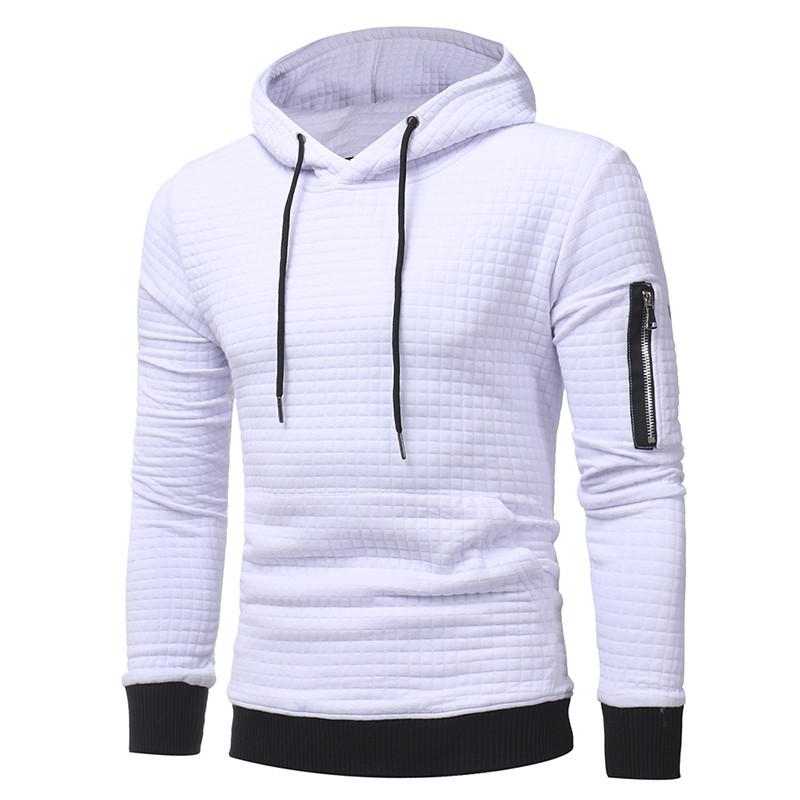 Men Sweatshirt Hoodie With Arm Zipper Long Sleeve Slim Tops - Minihomy