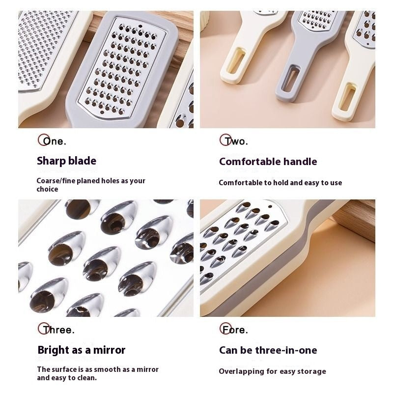 3 In 1 Cheese Grater Portable Handheld Stainless Steel Vegetable Grater Kitchen Tools Efficient Food Graters Home Kitchen Gadgets - Minihomy