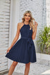 Halter Strapless Dresses For Women Solid Pleated Skirt Summer Beach Sundress - Minihomy