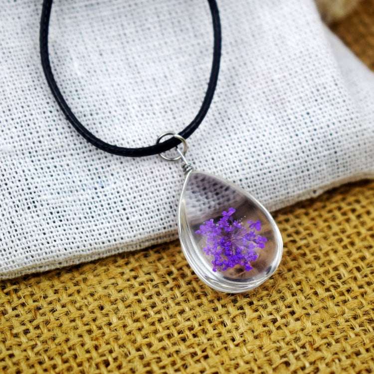 Dried Flower Starry Time Gemstone Necklace - Glass Bead Elegance - Minihomy