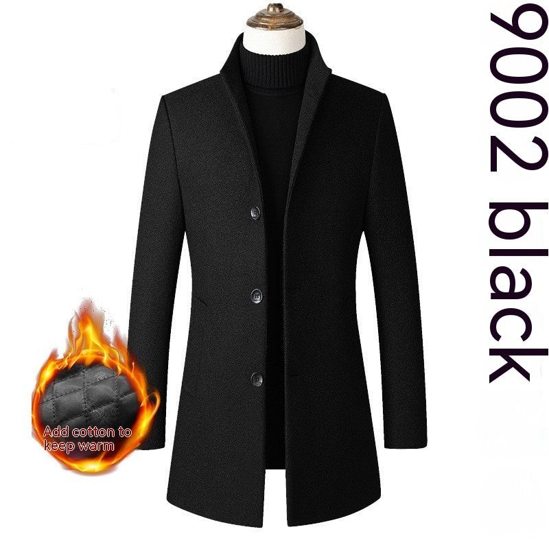 Single-breasted Stand Collar Wool Woolen Men's Coat: Elevate Your Style with Timeless Elegance