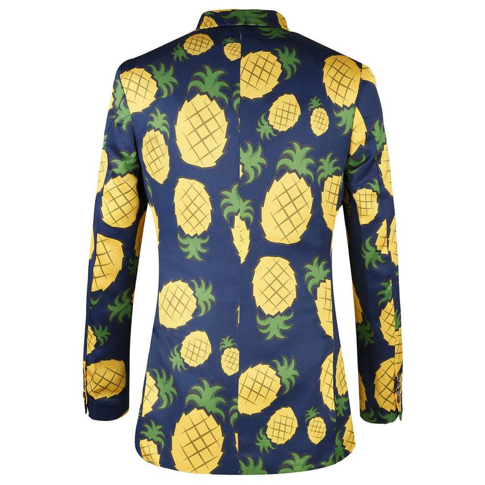 Male Hawaiian Vacation Pineapple Fruit Casual Suit - Minihomy