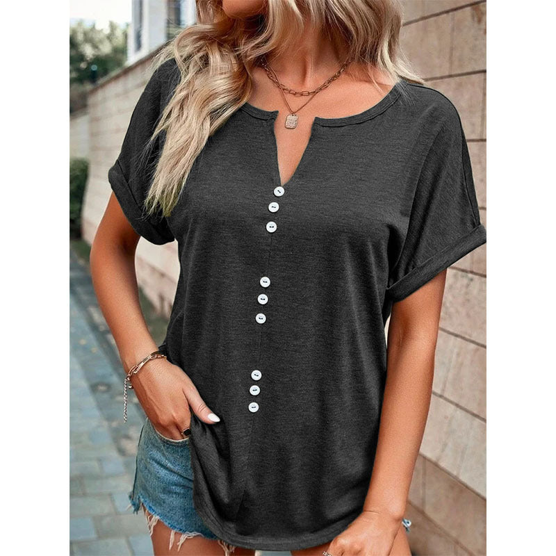 V-neck Short Sleeve Tops Shirt: Your Summer Essential with a Splash of Style