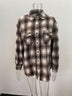 Plaid Shirt Women Spring Mid-length Loose Blouse Turndown Collar Shirt Clothing - Minihomy