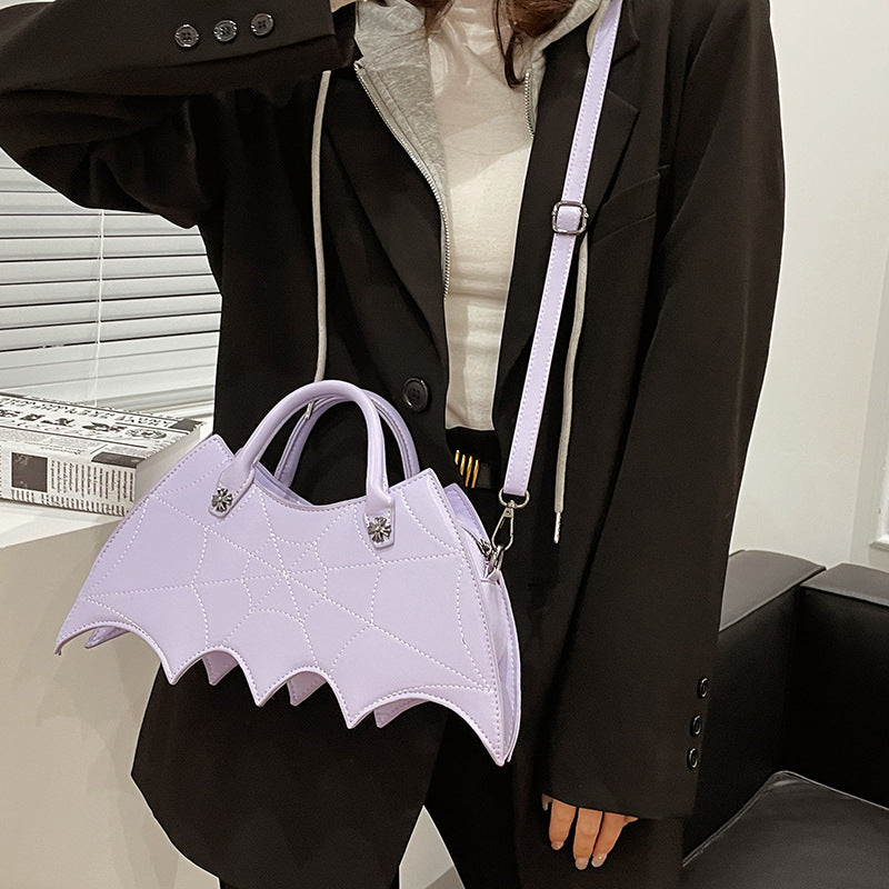 Halloween Spider Web Shape Shoulder Bags Personality Batgirl Messenger Crossbody Bag - Minihomy