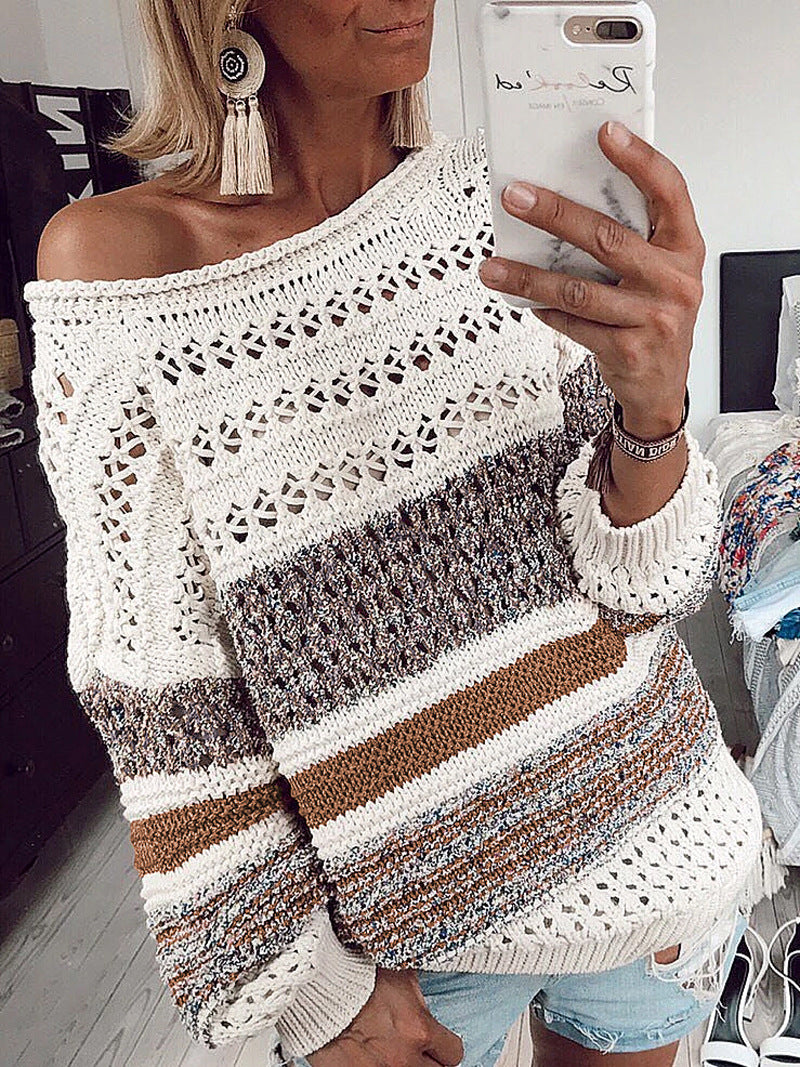 Printed round neck sweater