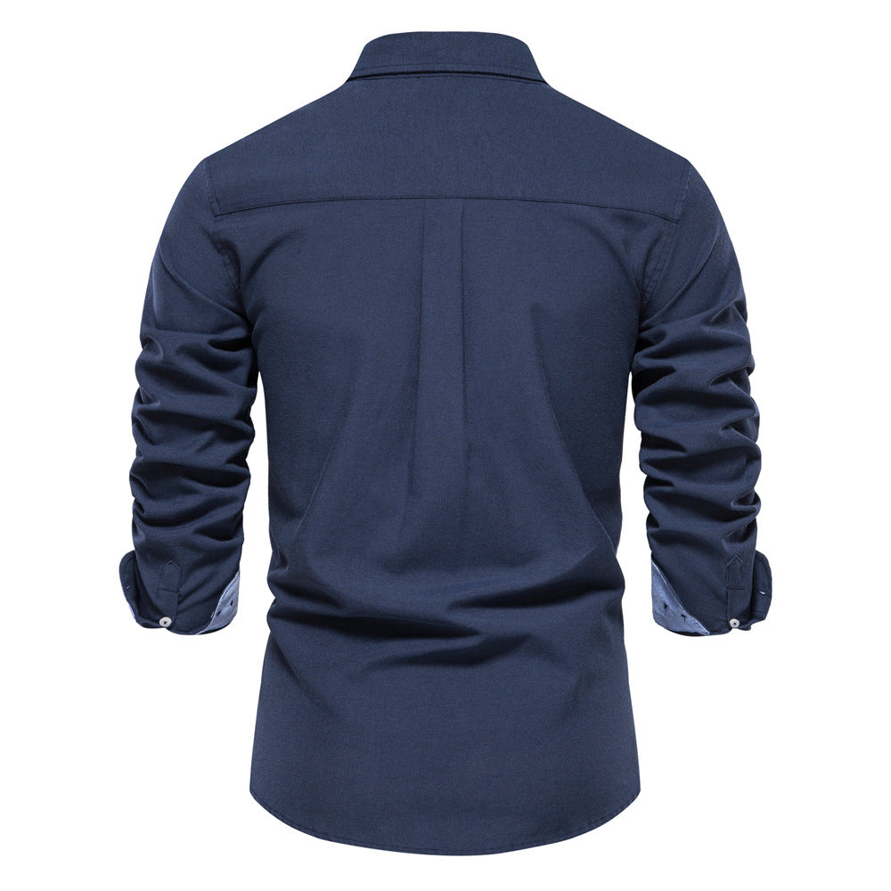 Men's Fashion Casual All-matching Solid Color Long-sleeved Top - Minihomy