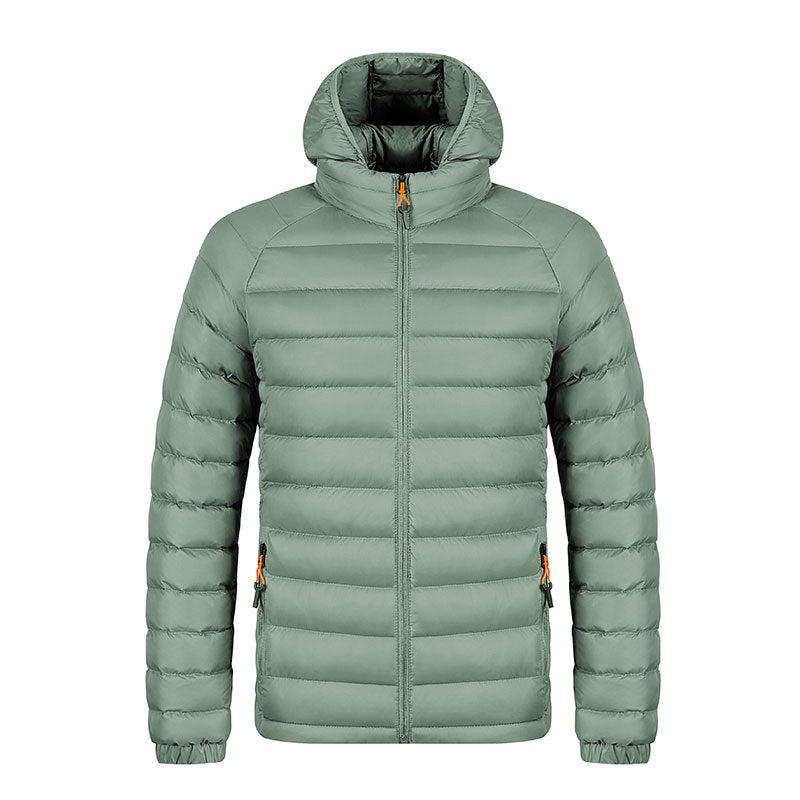 Men's Lightweight Winter Hooded Jacket - Warm, Zipper, Pockets