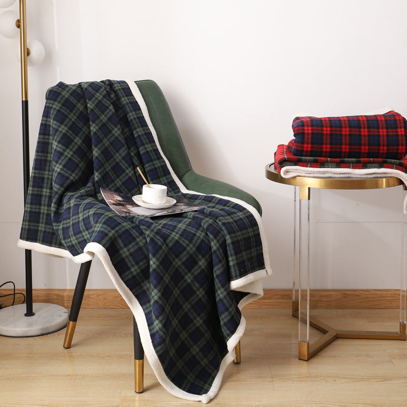 Lambswool Plaid Plain Cover Blanket Nap Blanket - Minihomy