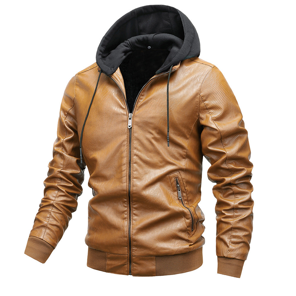 Winter Stand-collar PU Jacket Men