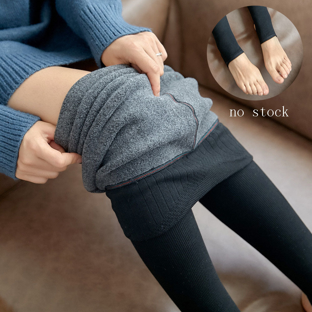 High Waist Striped Leggings - Winter Warm, Thick, High Stretch Imitation-Cashmere Skinny Pants - Minihomy