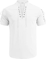 Men's Beach Shirt Short Sleeve Tie V Neck T-Shirt Tops Summer - Minihomy