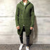 Long Knitted Hooded Sweater Coat Men Solid Color Button Casual Clothes - Minihomy