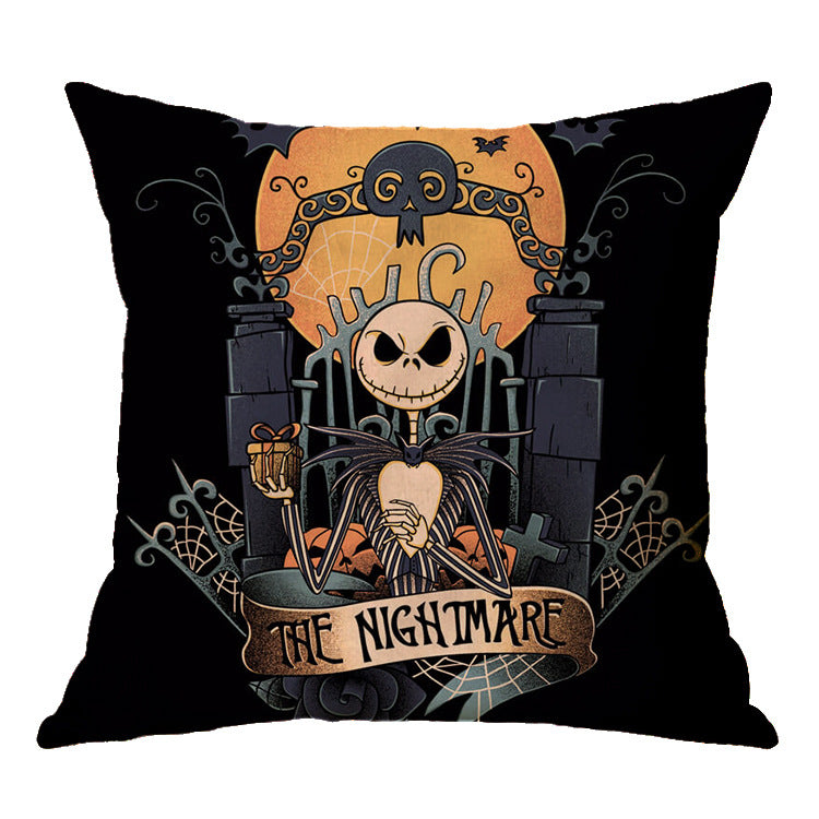 Linen Skull Halloween Pillow Cover - Minihomy