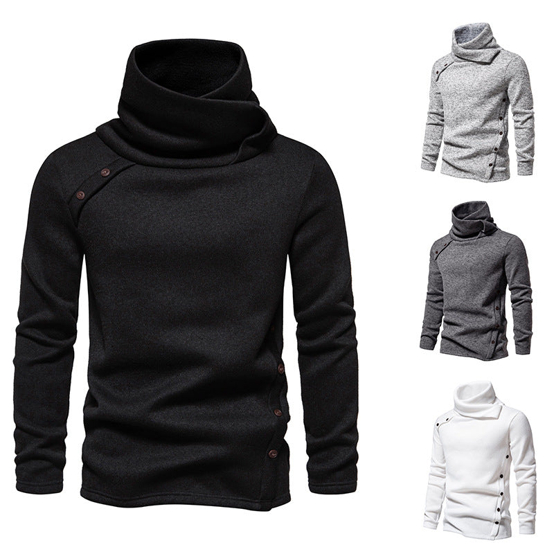 Men's Cascading Collar Sweater Coat Jacquard Pullover Sports Sweater - Minihomy